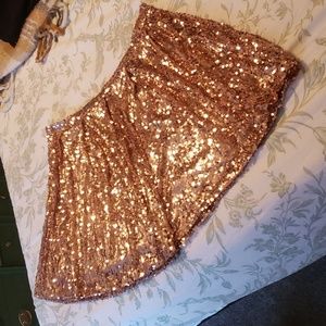 4xl Rose Gold Short Sequin Skirt